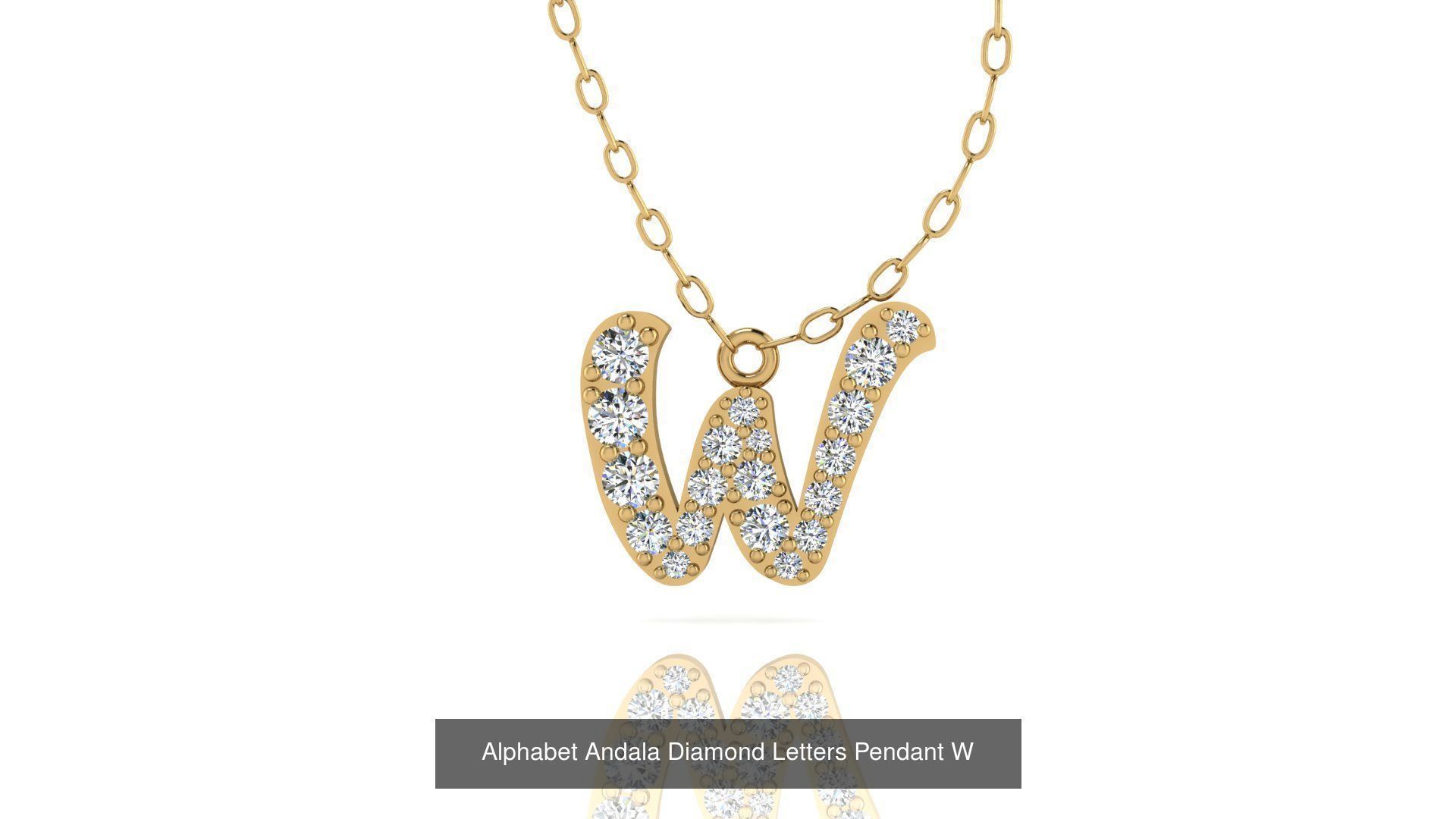 Alphabet Andala Diamond Letters Pendants 26 models 3D Model Collection_50