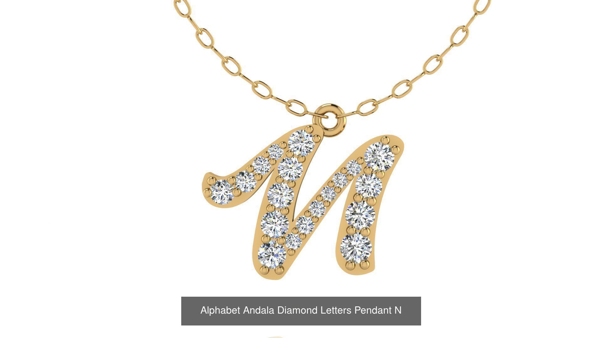 Alphabet Andala Diamond Letters Pendants 26 models 3D Model Collection_40