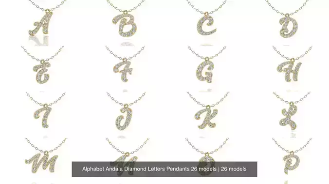 Alphabet Andala Diamond Letters Pendants 26 models