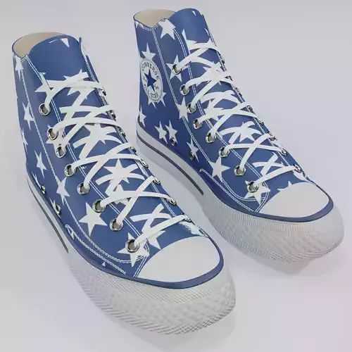 Basketball Leather Shoes Converse All Star Blue Stars