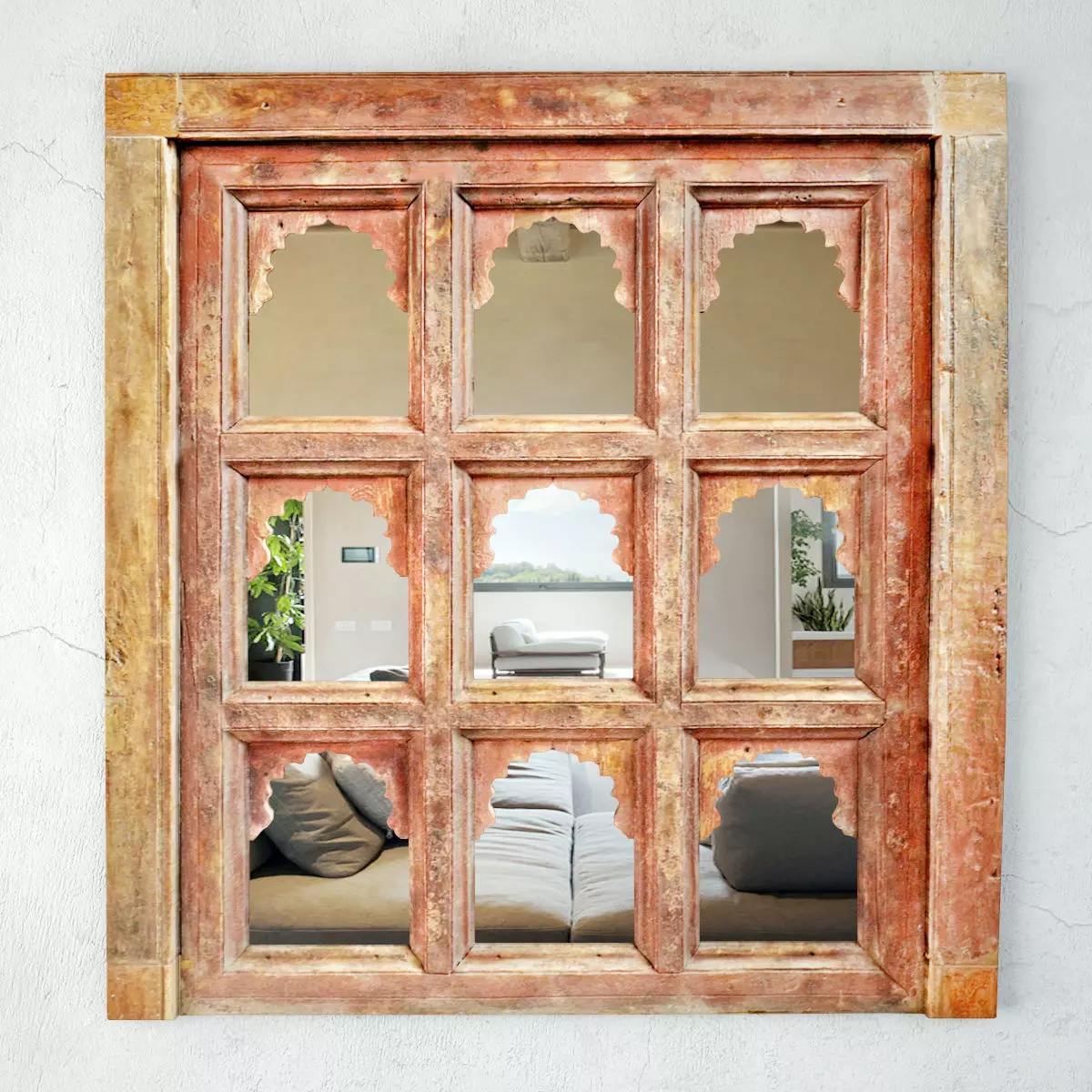 Antique Jodhpur Temple Shelf Mirror 3D model_0