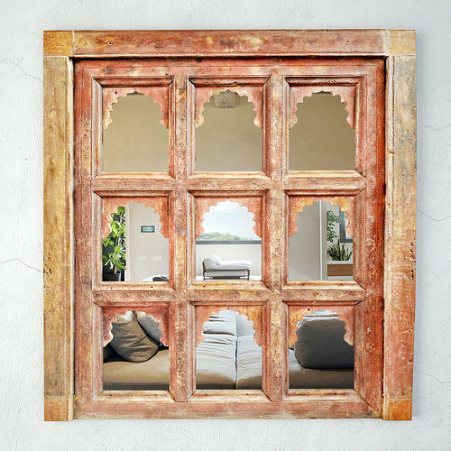 Antique Jodhpur Temple Shelf Mirror 3D model