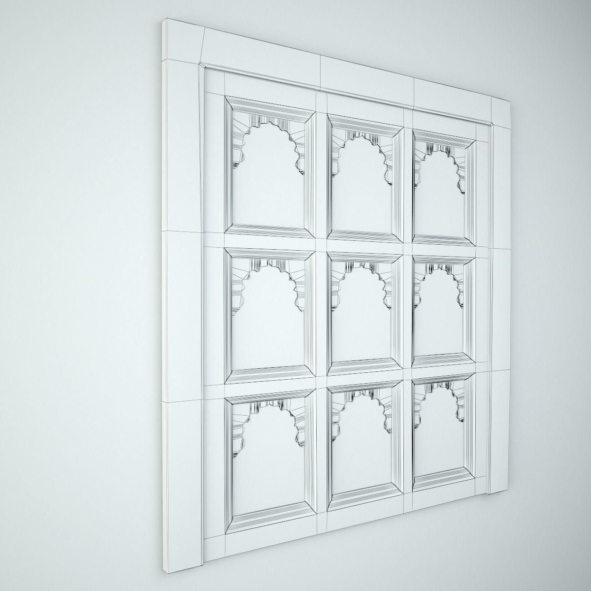 Antique Jodhpur Temple Shelf Mirror 3D model_4