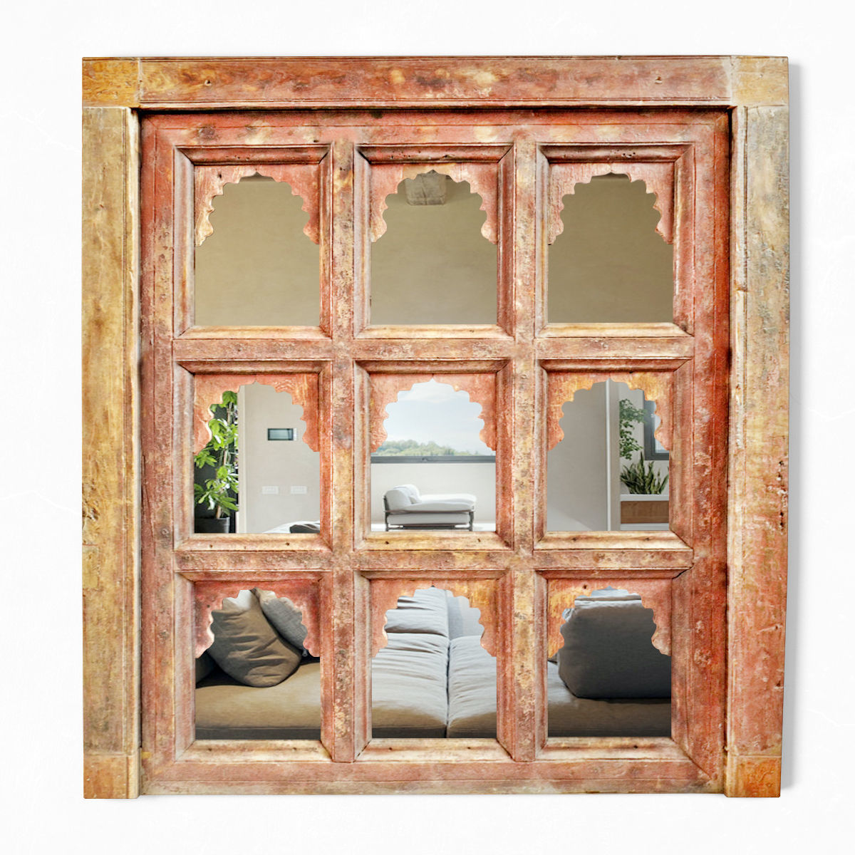 Antique Jodhpur Temple Shelf Mirror 3D model_1