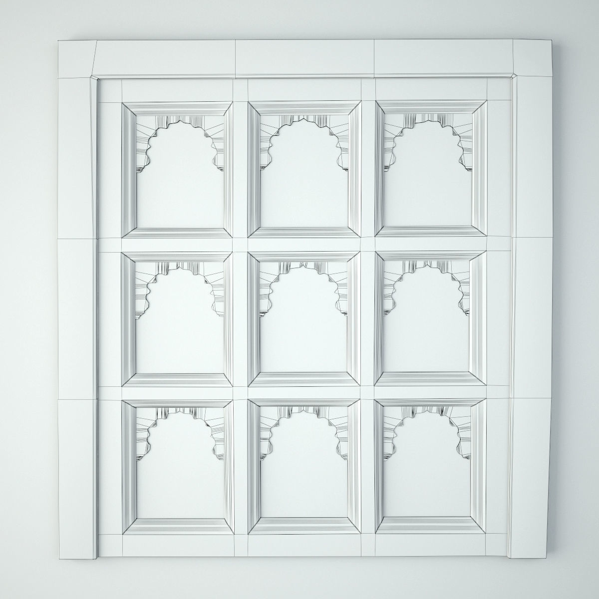 Antique Jodhpur Temple Shelf Mirror 3D model_2