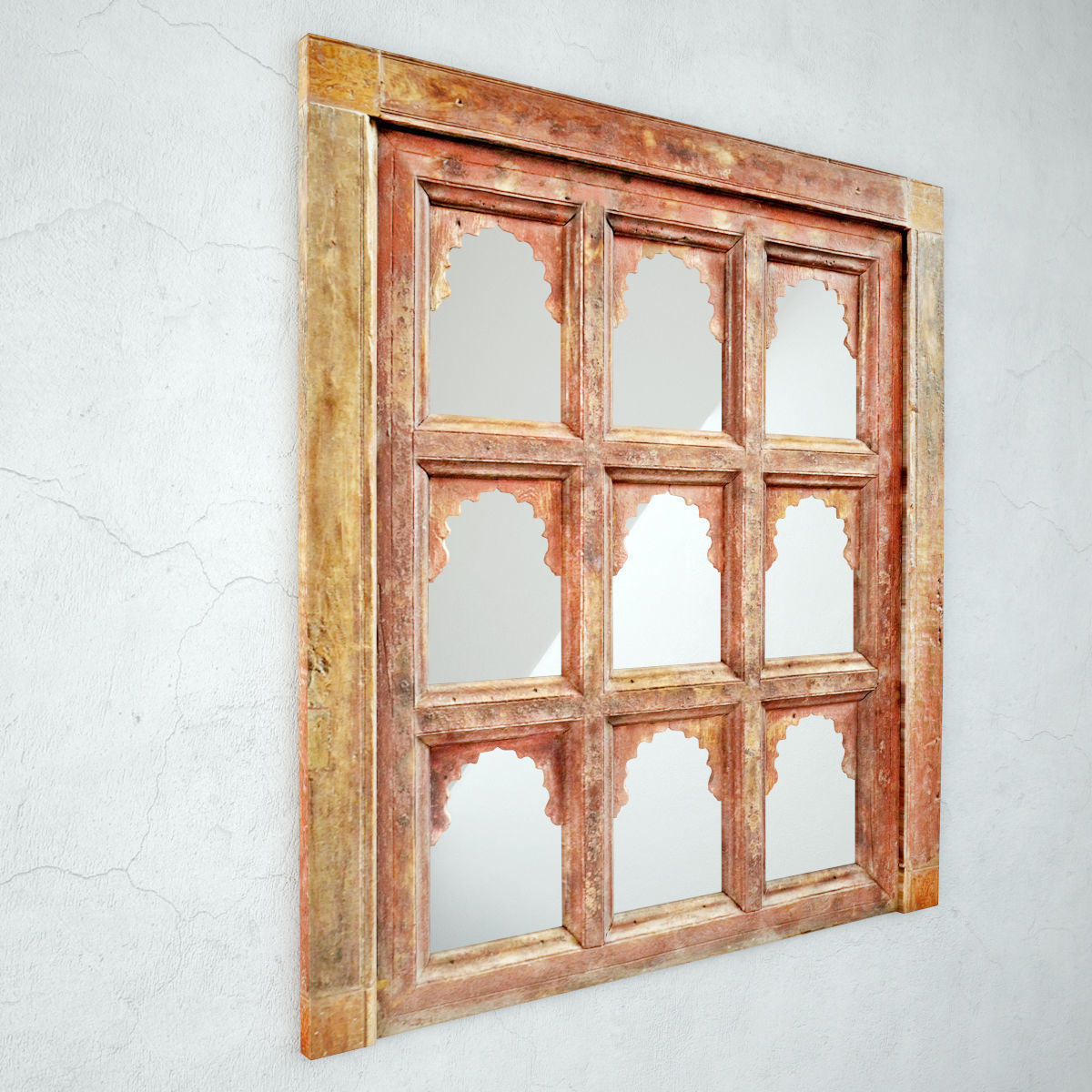 Antique Jodhpur Temple Shelf Mirror 3D model_3