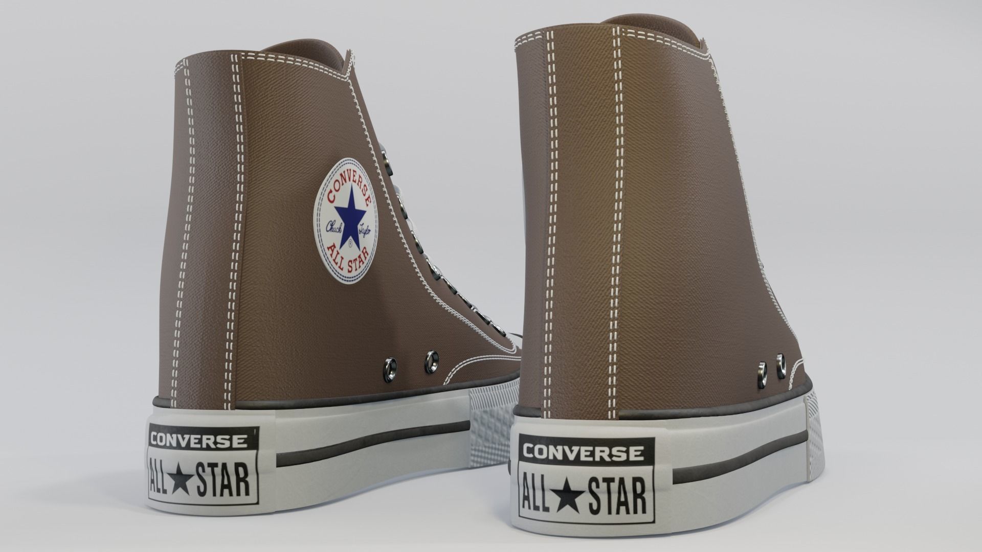 Basketball Leather Shoes Converse All Star Brown 3D model_2