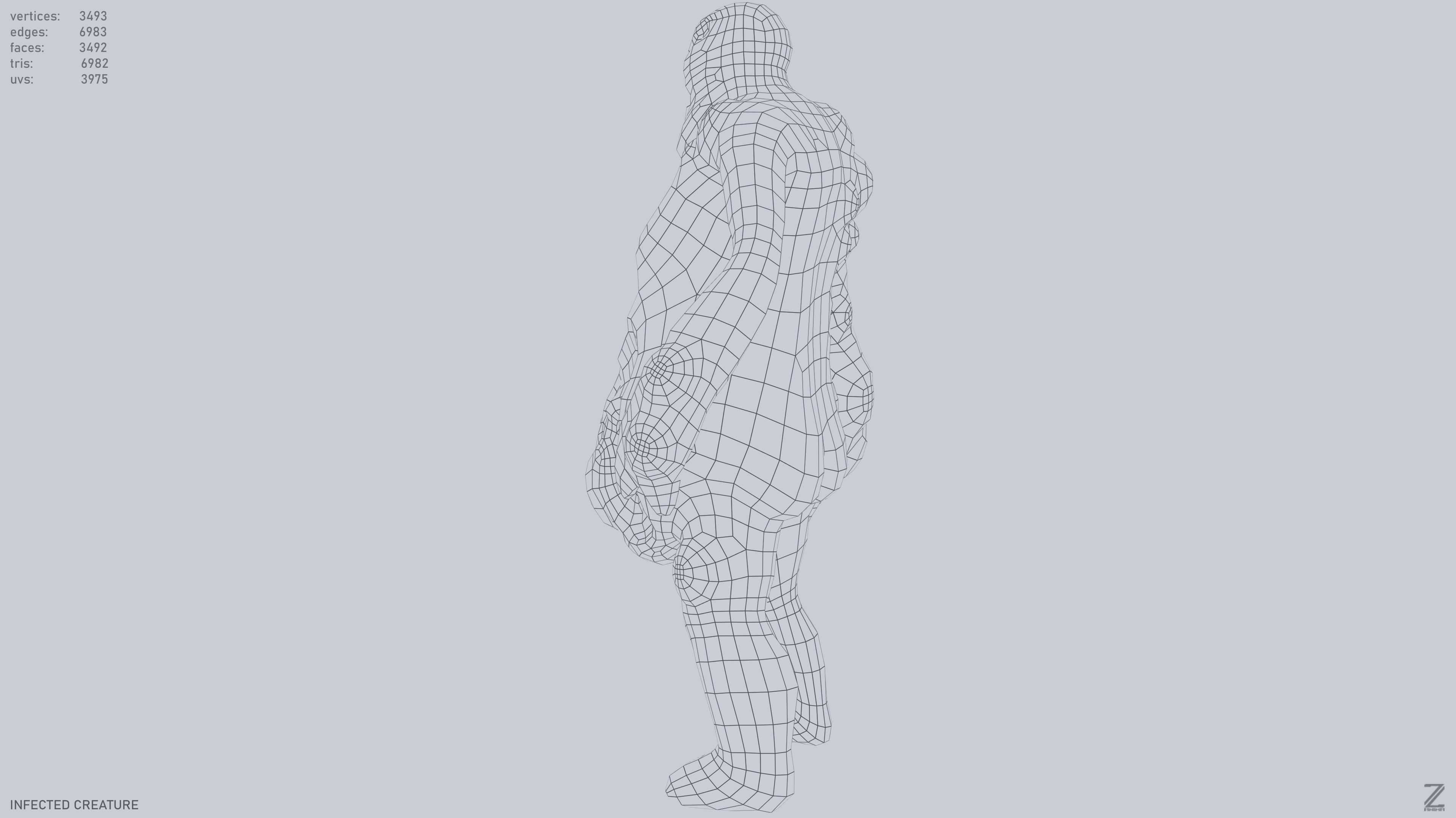 Infected creature Low-poly 3D model_11