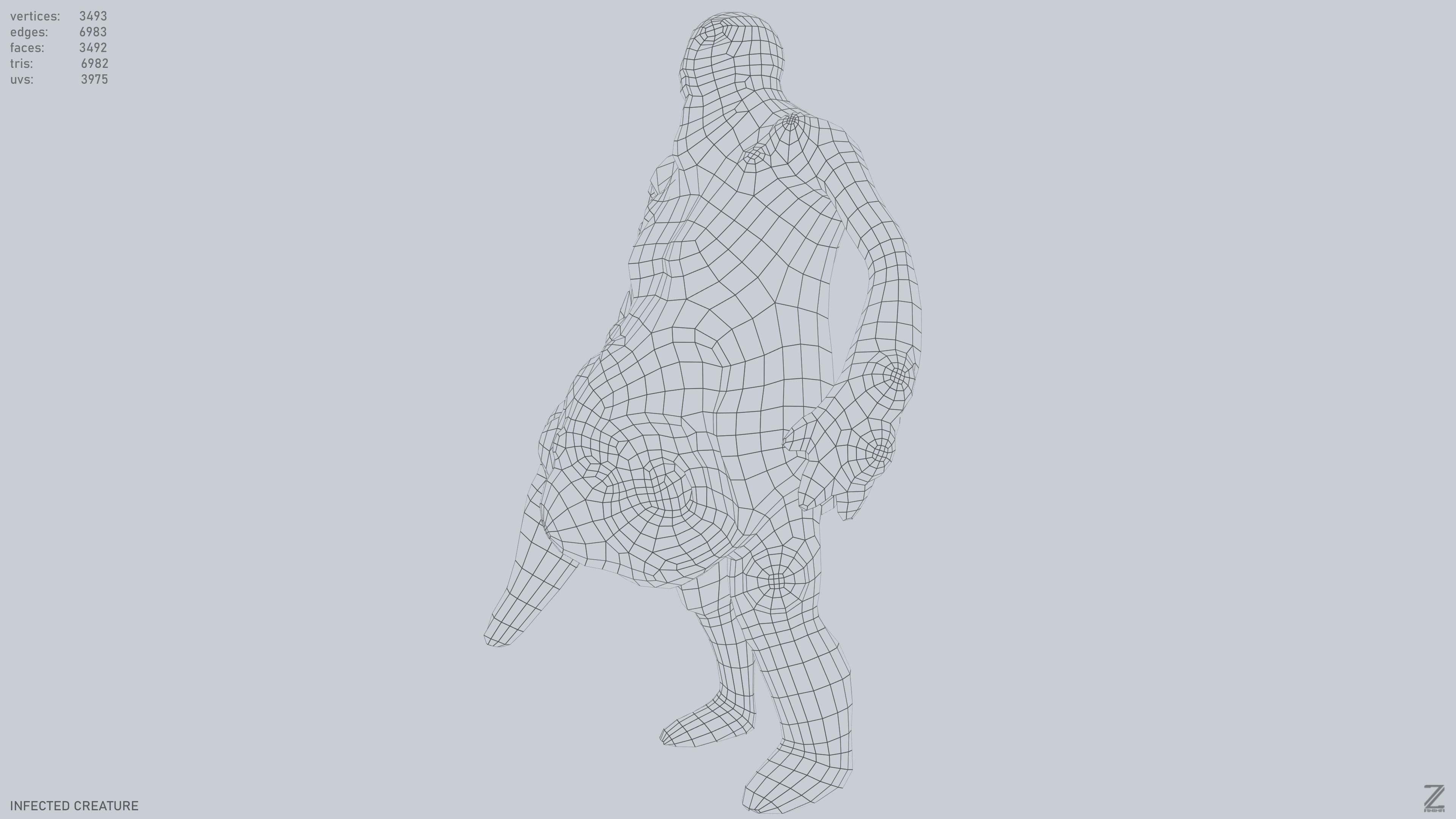 Infected creature Low-poly 3D model_10