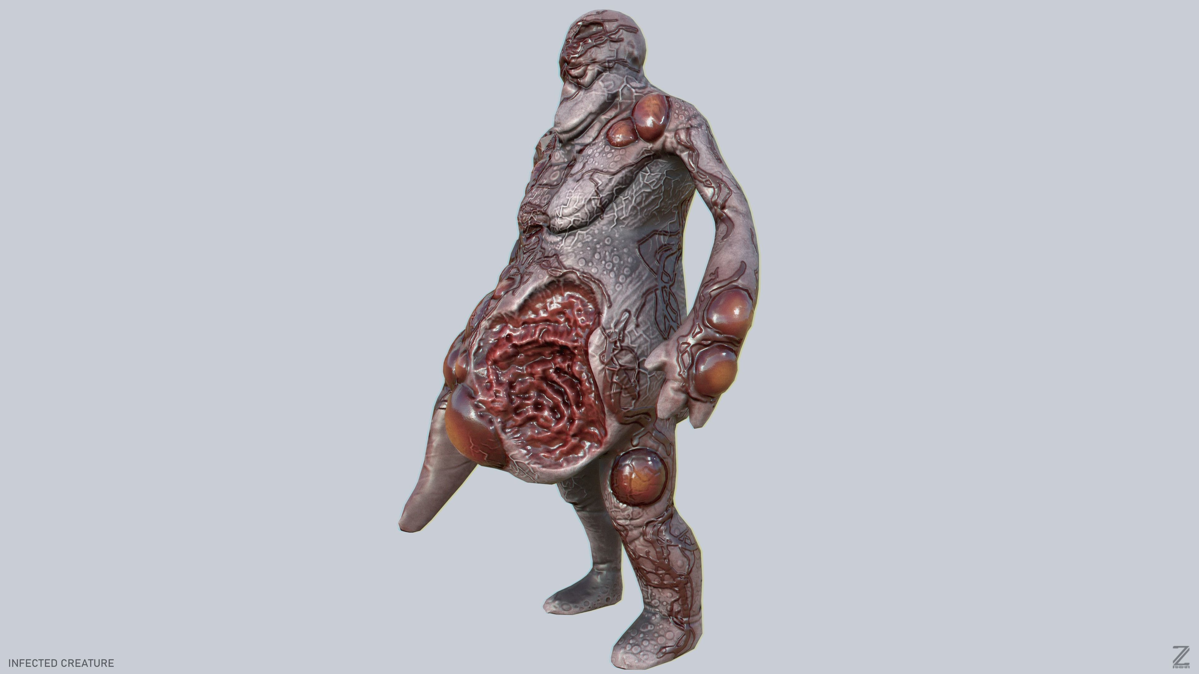 Infected creature Low-poly 3D model_1