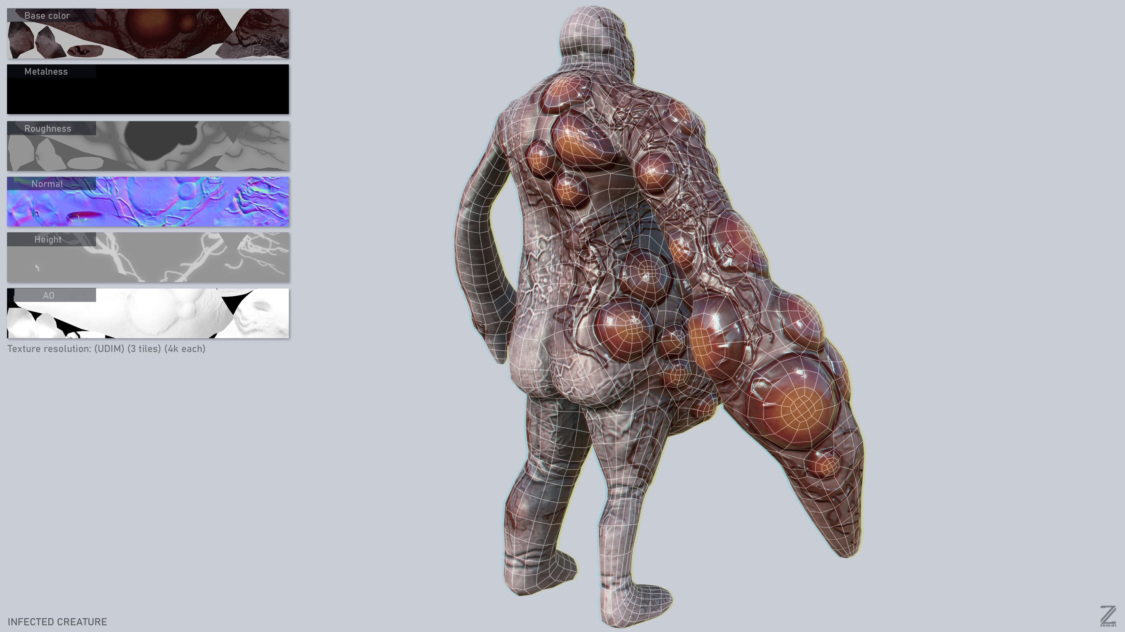 Infected creature Low-poly 3D model_2