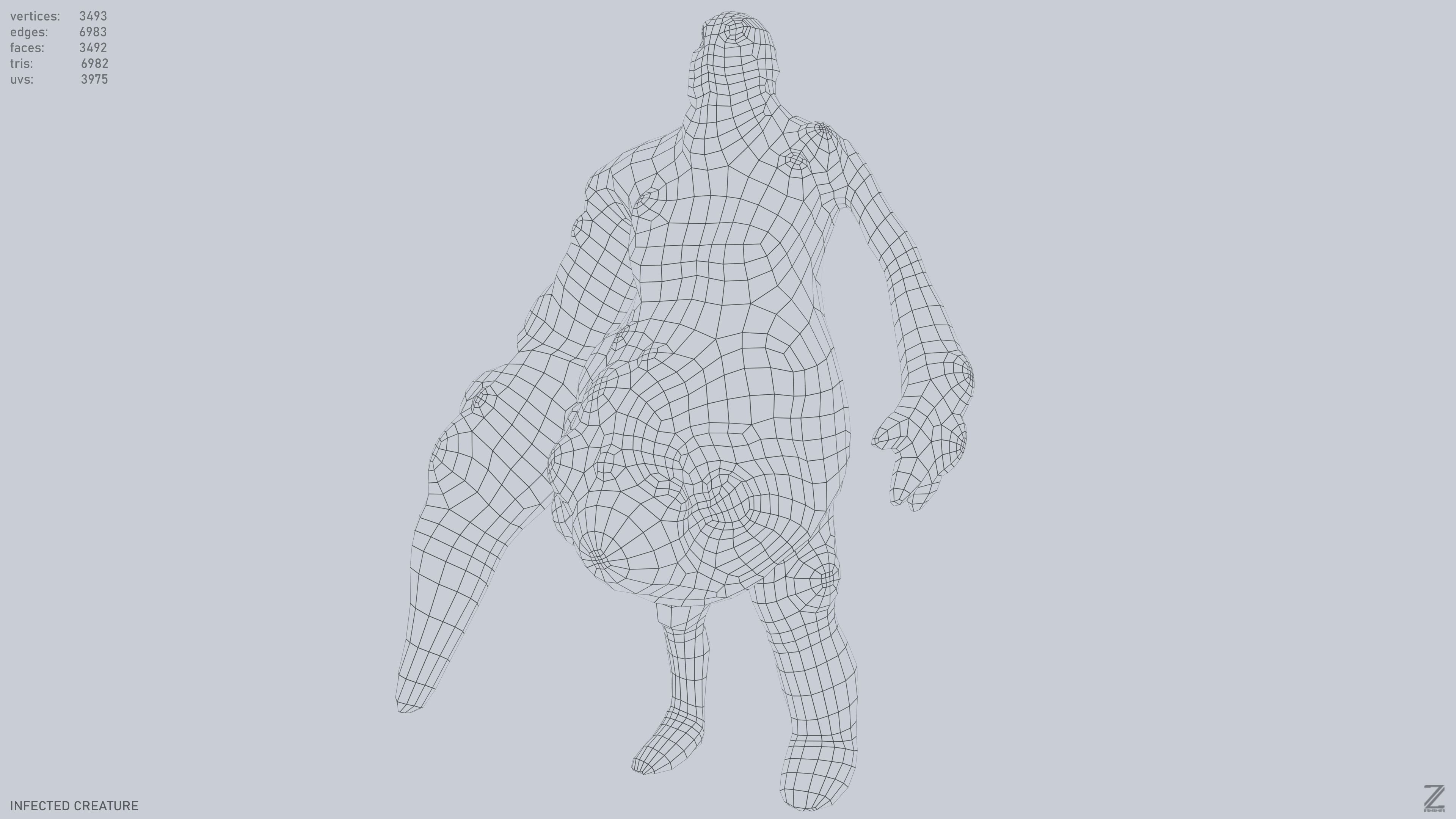 Infected creature Low-poly 3D model_3