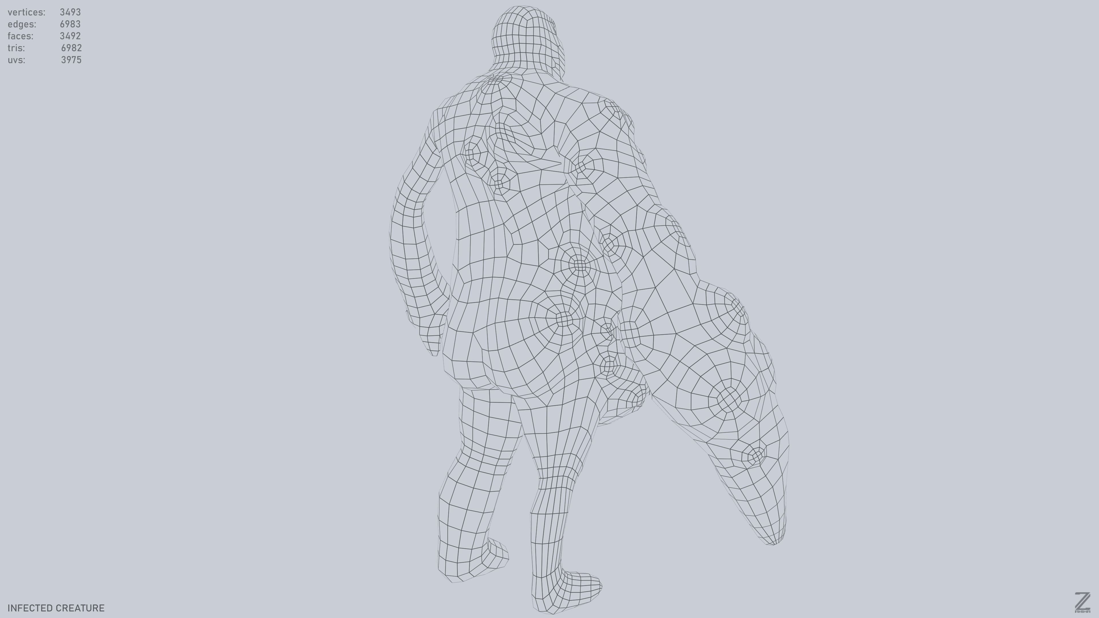 Infected creature Low-poly 3D model_13