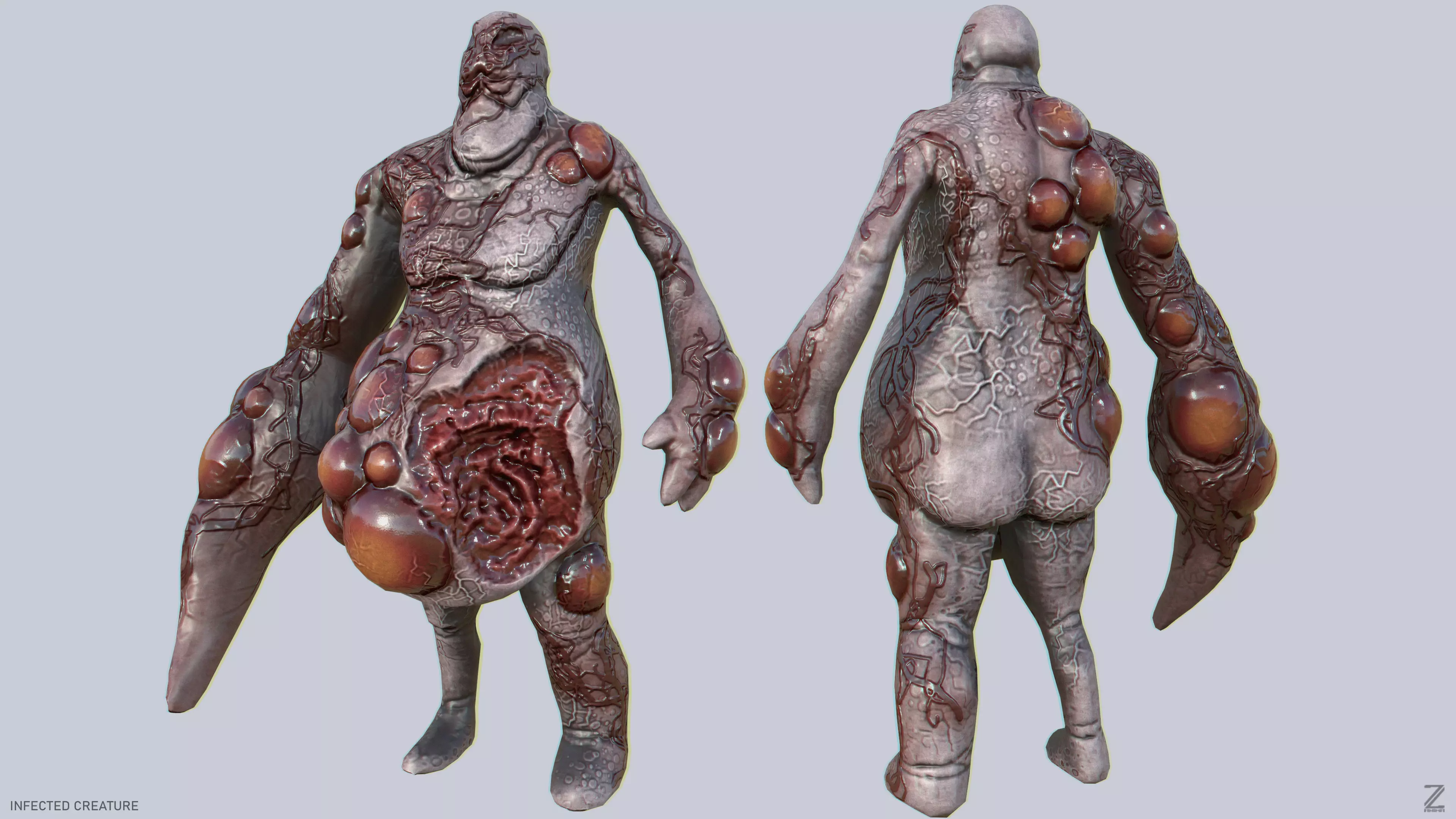 Infected creature Low-poly 3D model_0