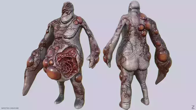 Infected creature Low-poly 3D model