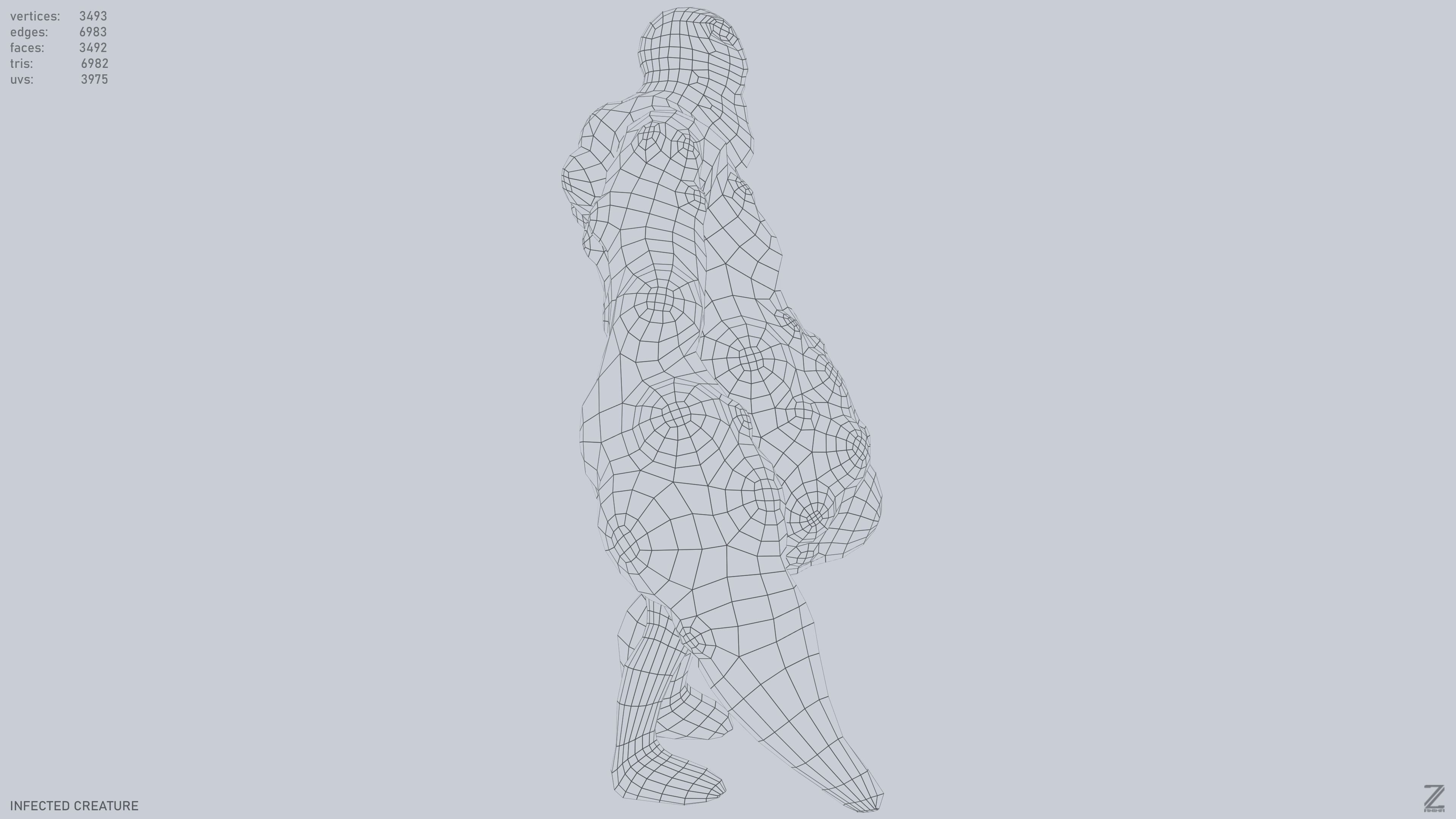 Infected creature Low-poly 3D model_14