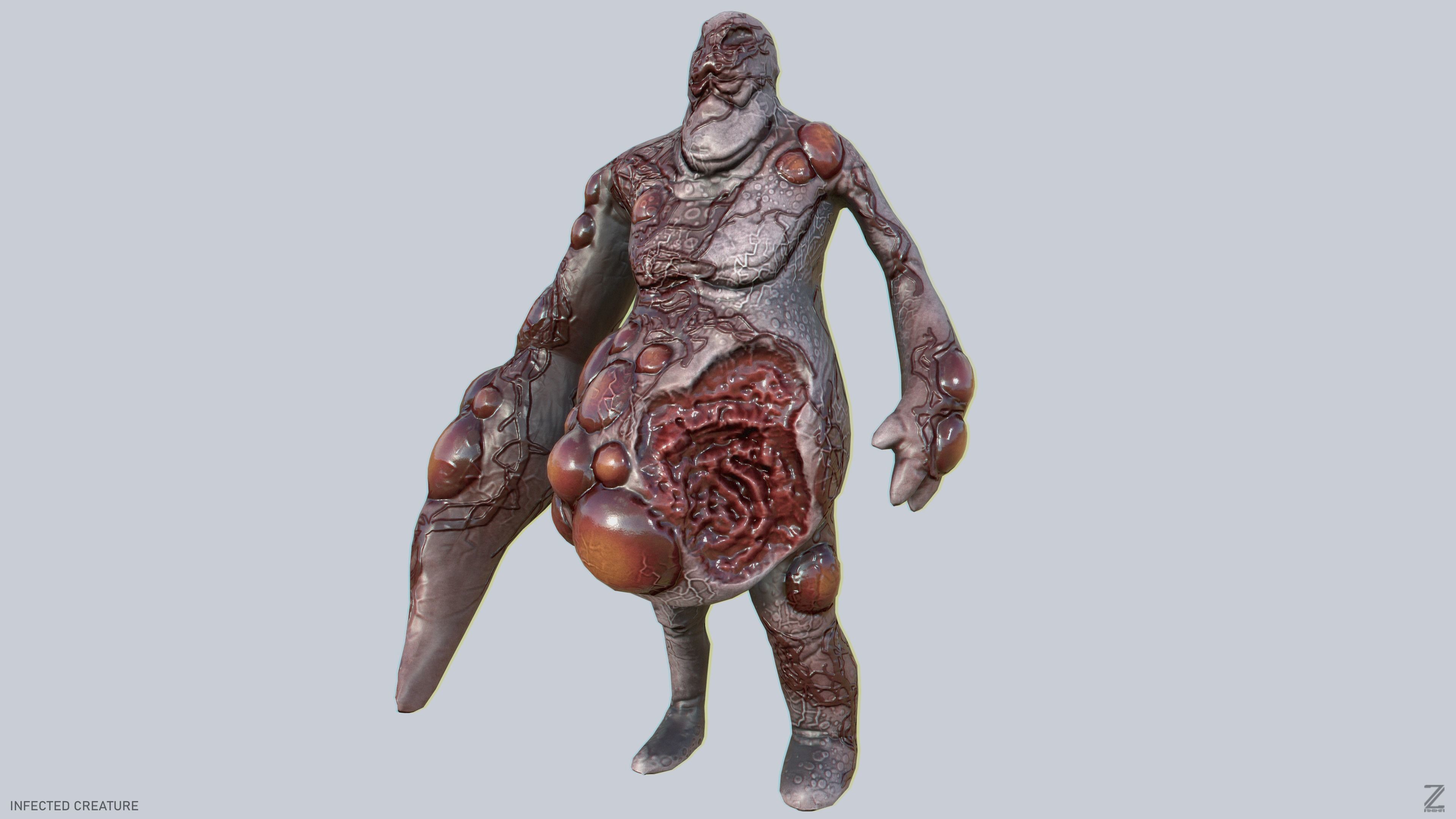 Infected creature Low-poly 3D model_4