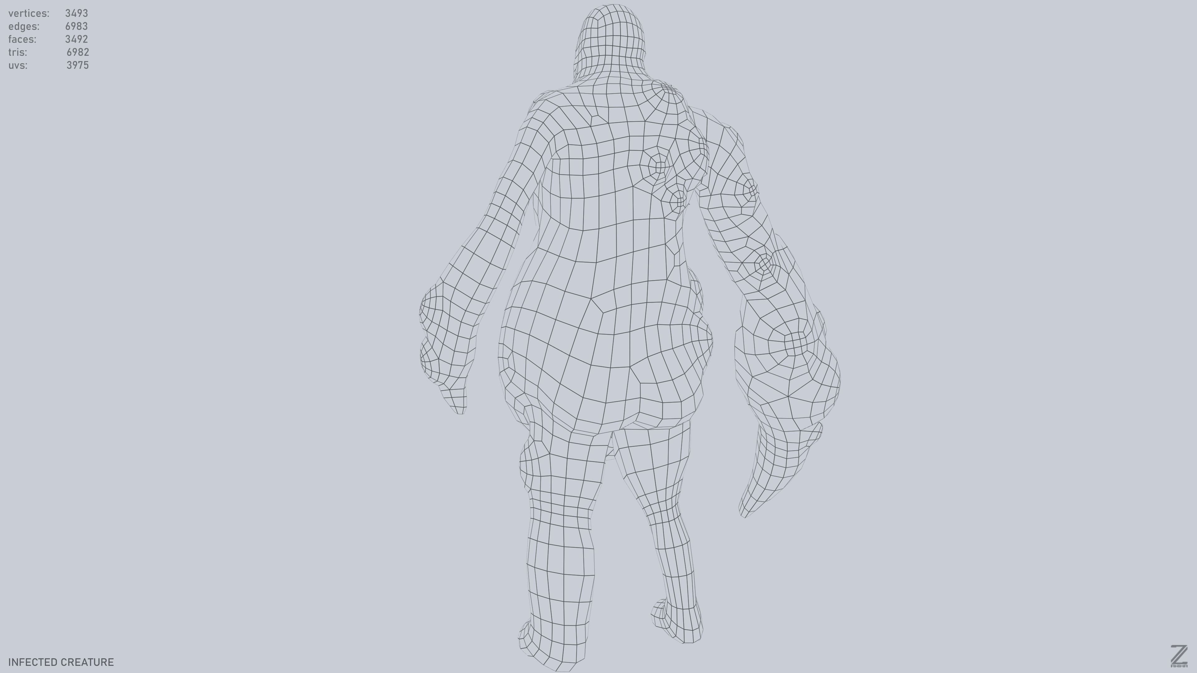 Infected creature Low-poly 3D model_12