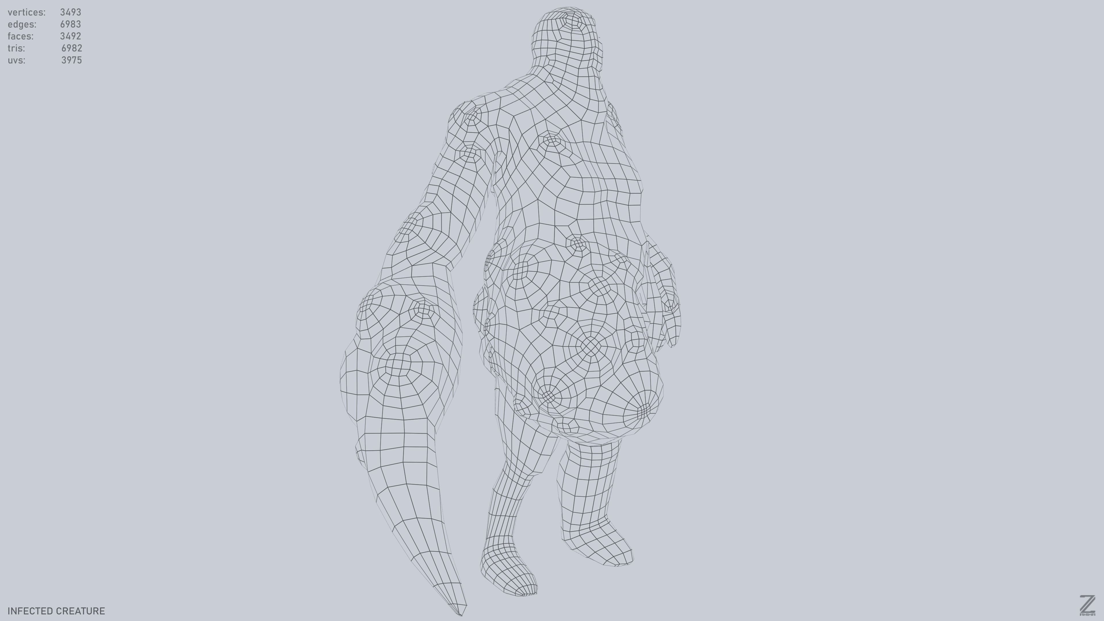 Infected creature Low-poly 3D model_15