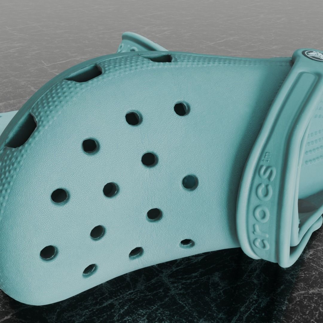 CROCS 3D FLIP-FLOP - TURQUOISE - SLIPPERS Low-poly 3D model_7