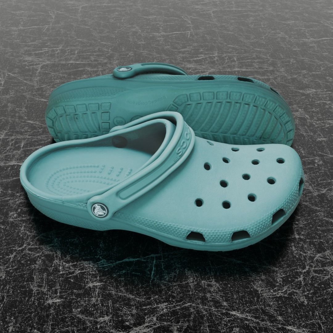 CROCS 3D FLIP-FLOP - TURQUOISE - SLIPPERS Low-poly 3D model_2