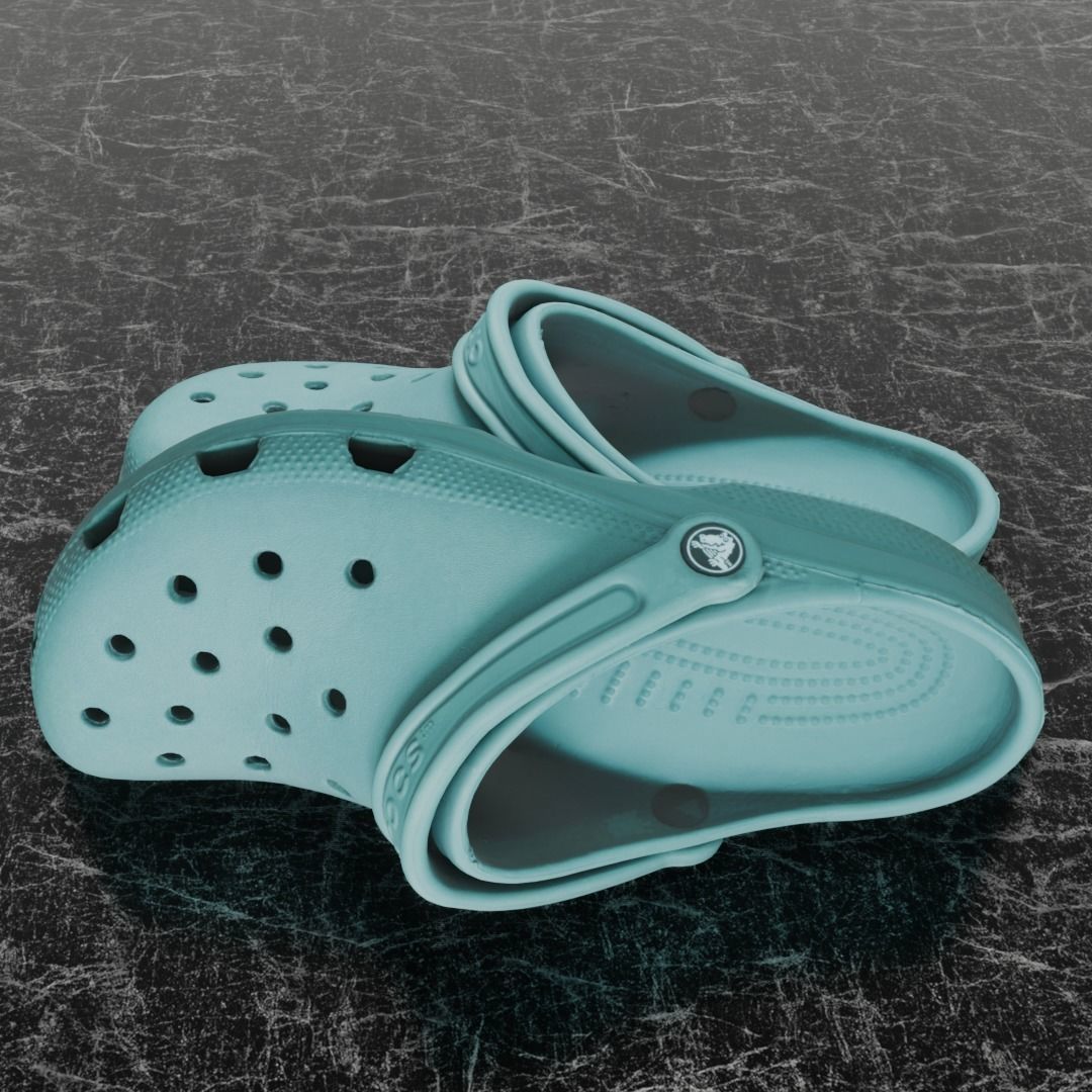 CROCS 3D FLIP-FLOP - TURQUOISE - SLIPPERS Low-poly 3D model_3