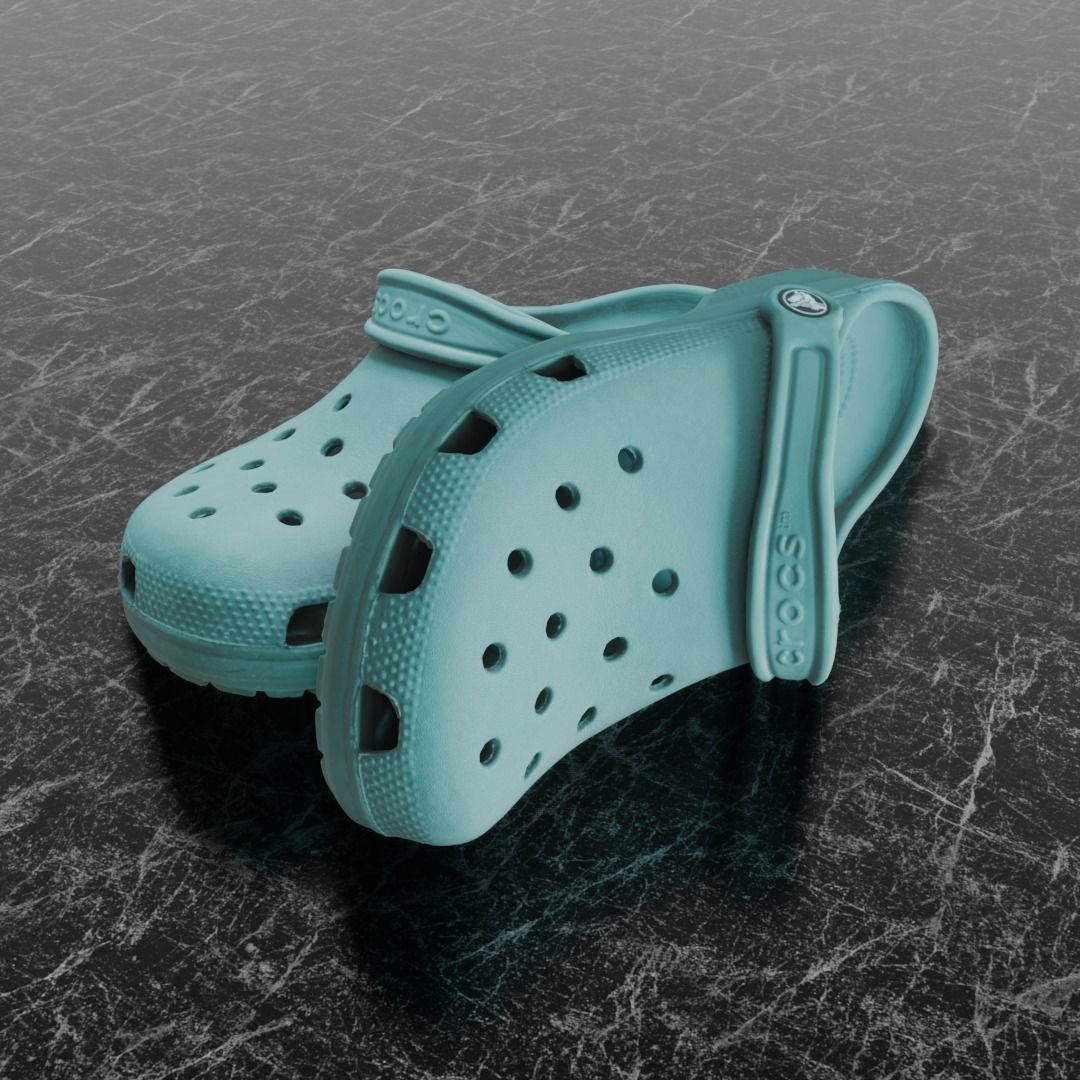 CROCS 3D FLIP-FLOP - TURQUOISE - SLIPPERS Low-poly 3D model_1