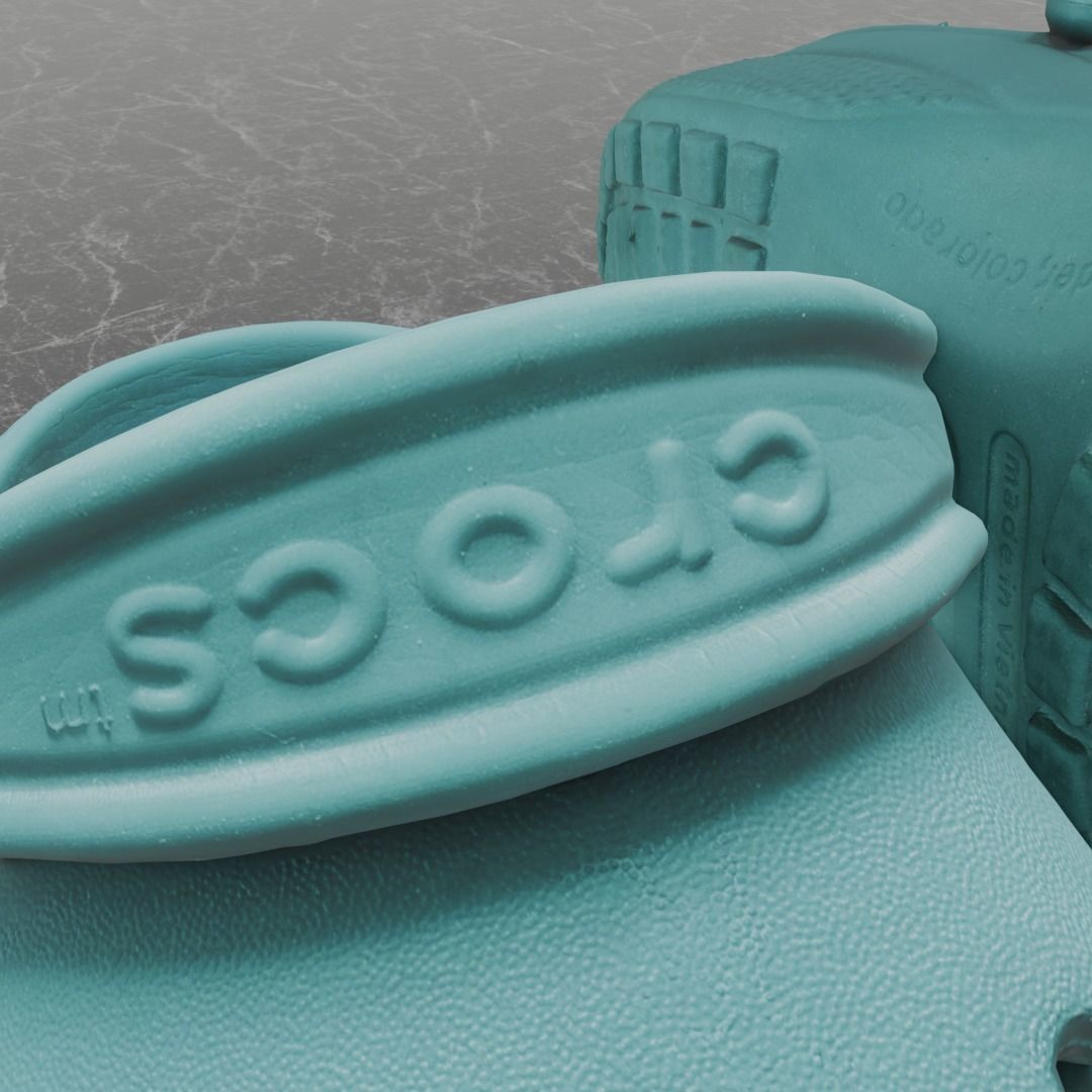 CROCS 3D FLIP-FLOP - TURQUOISE - SLIPPERS Low-poly 3D model_9