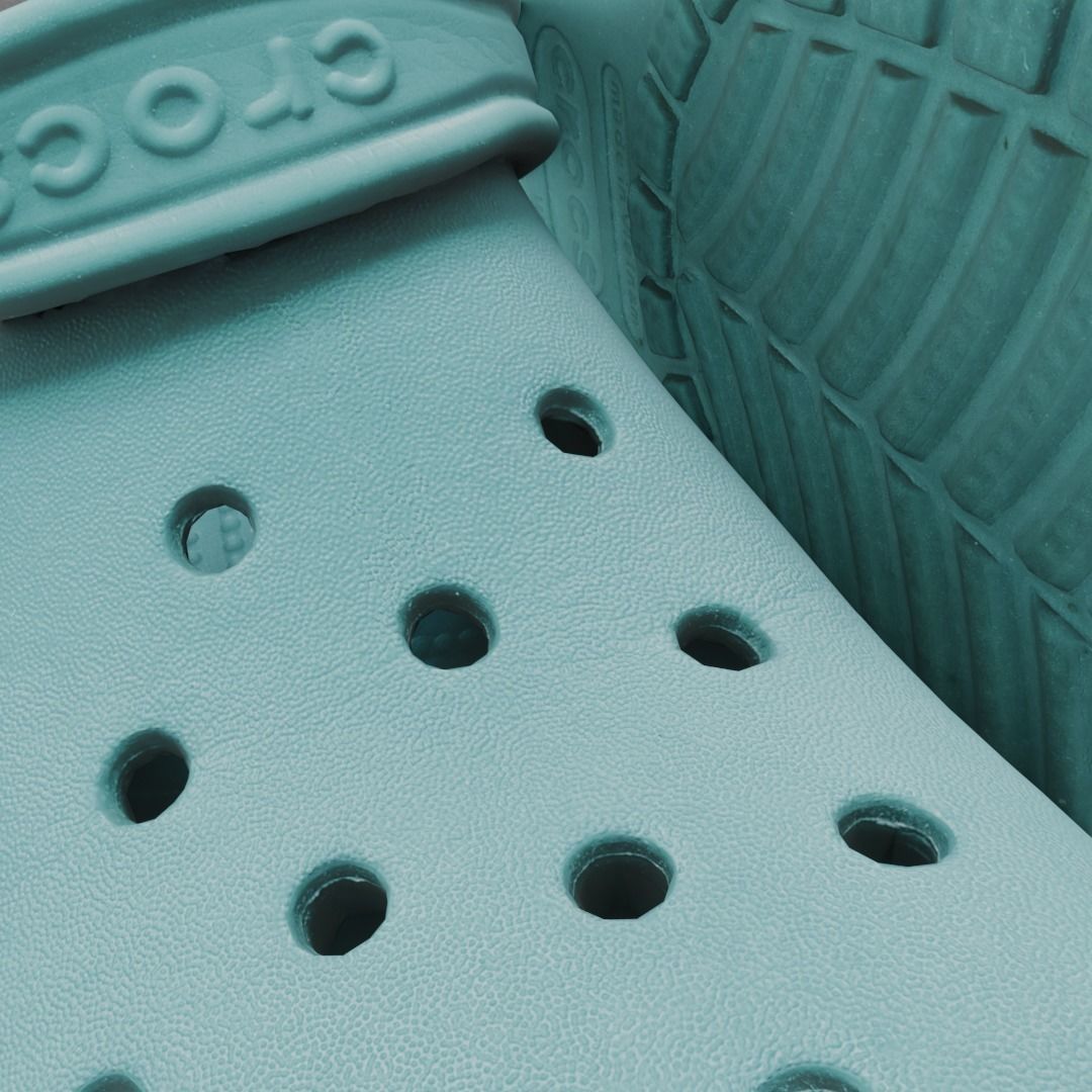 CROCS 3D FLIP-FLOP - TURQUOISE - SLIPPERS Low-poly 3D model_8