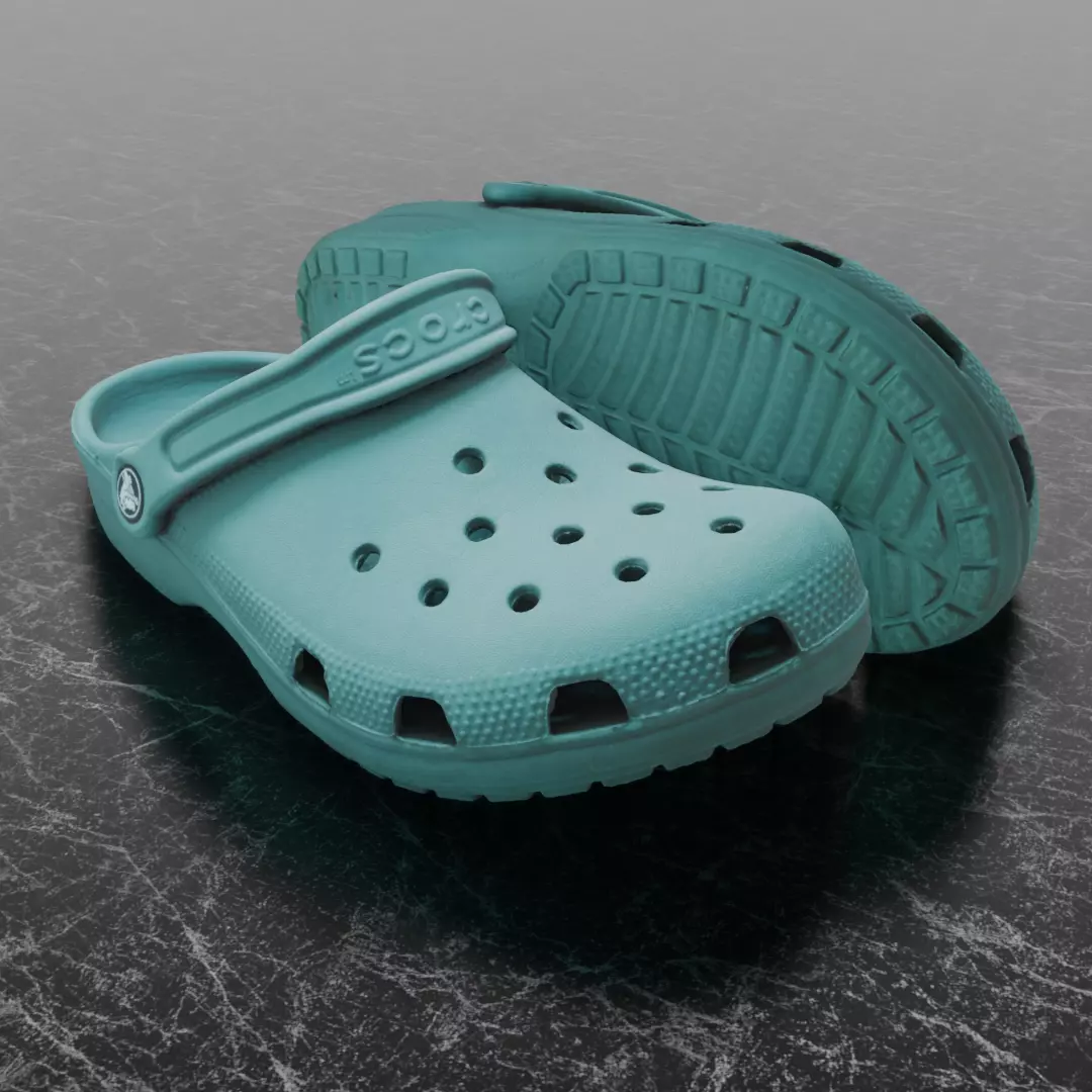 CROCS 3D FLIP-FLOP - TURQUOISE - SLIPPERS Low-poly 3D model_0