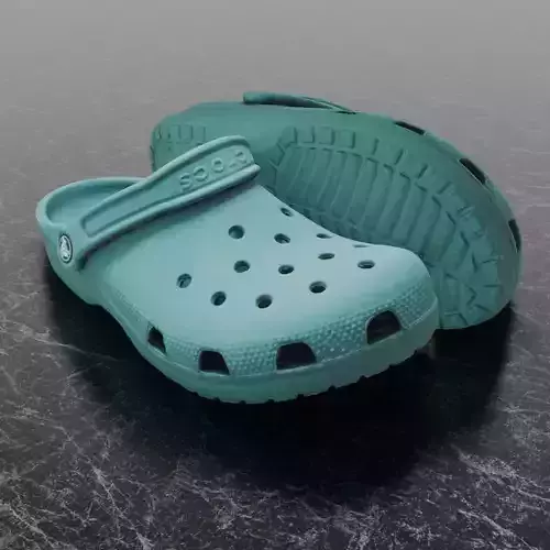 CROCS 3D FLIP-FLOP - TURQUOISE - SLIPPERS Low-poly 3D model