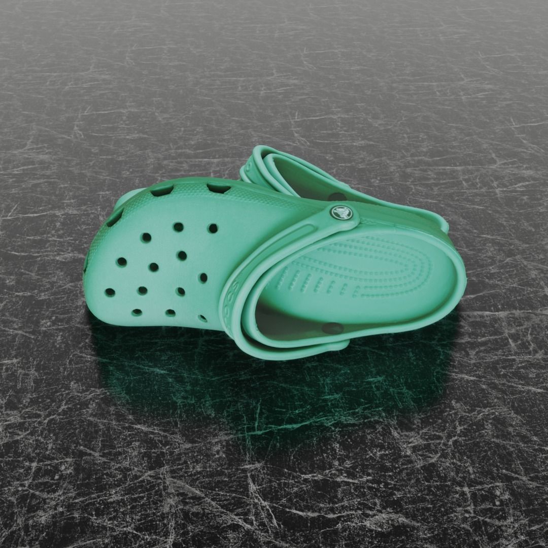 CROCS 3D FLIP-FLOP - GREEN - SLIPPERS Low-poly 3D model_6