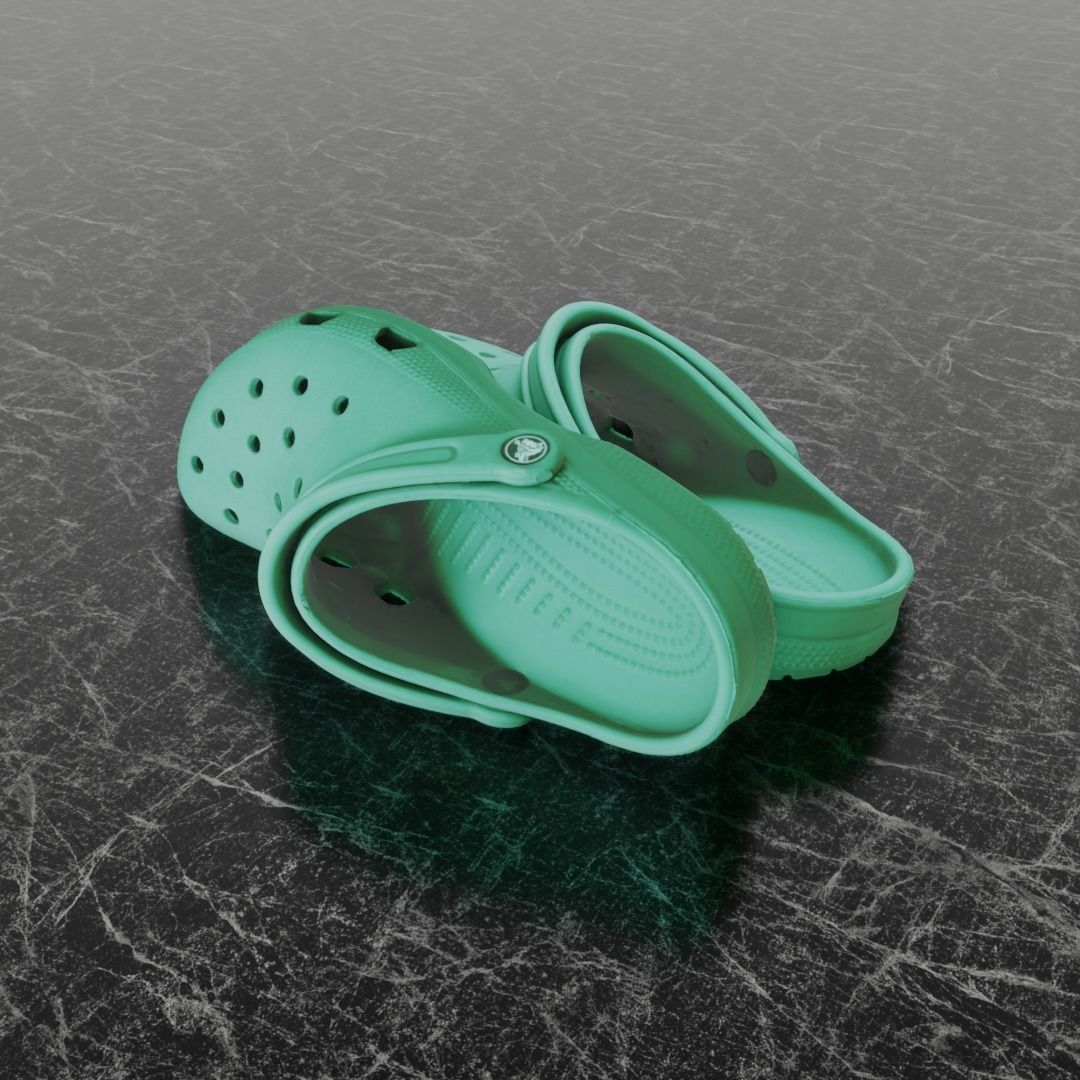 CROCS 3D FLIP-FLOP - GREEN - SLIPPERS Low-poly 3D model_5