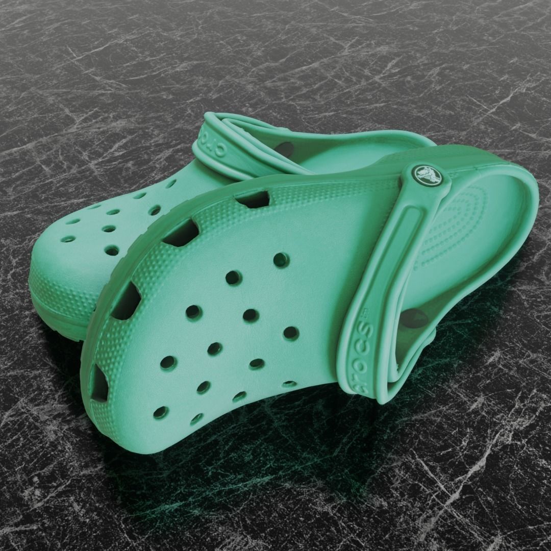 CROCS 3D FLIP-FLOP - GREEN - SLIPPERS Low-poly 3D model_1