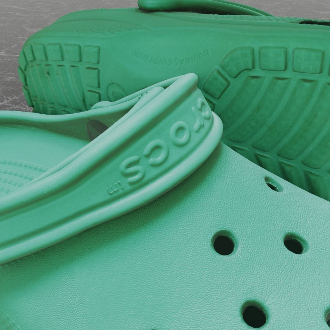 CROCS 3D FLIP-FLOP - GREEN - SLIPPERS Low-poly 3D model_9