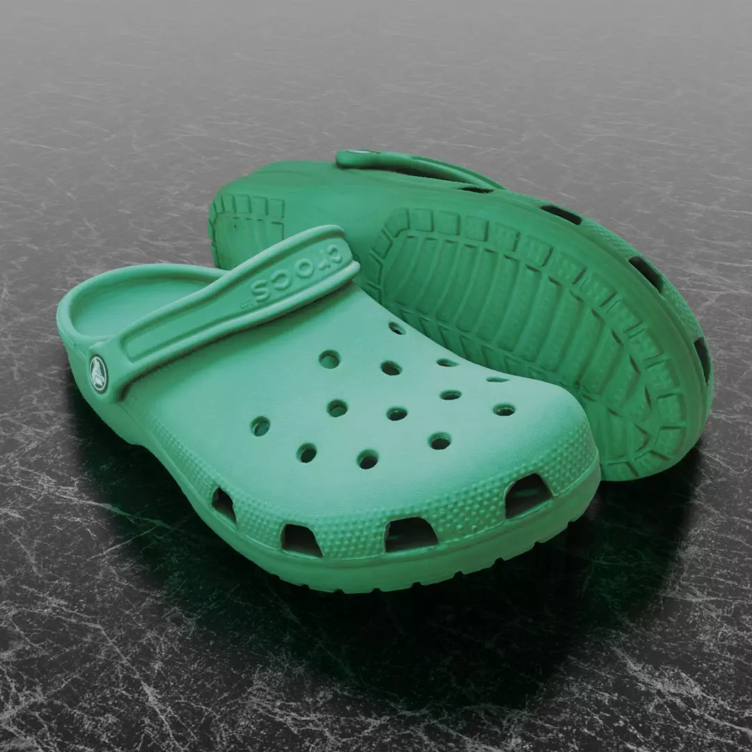 CROCS 3D FLIP-FLOP - GREEN - SLIPPERS Low-poly 3D model_0