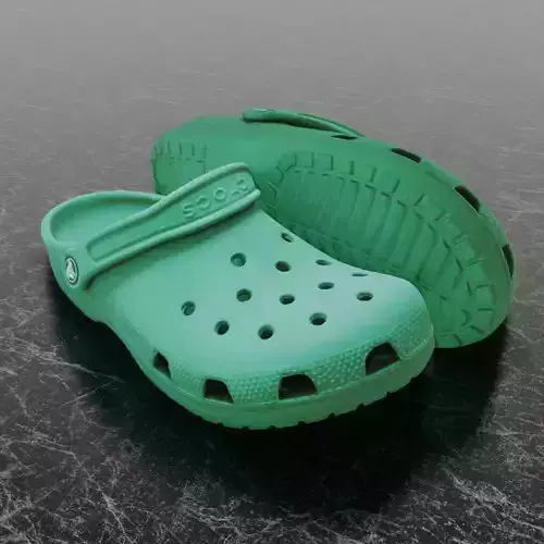 CROCS 3D FLIP-FLOP - GREEN - SLIPPERS Low-poly 3D model