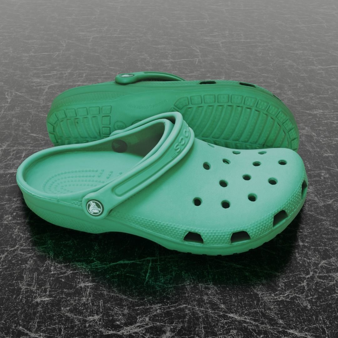 CROCS 3D FLIP-FLOP - GREEN - SLIPPERS Low-poly 3D model_3