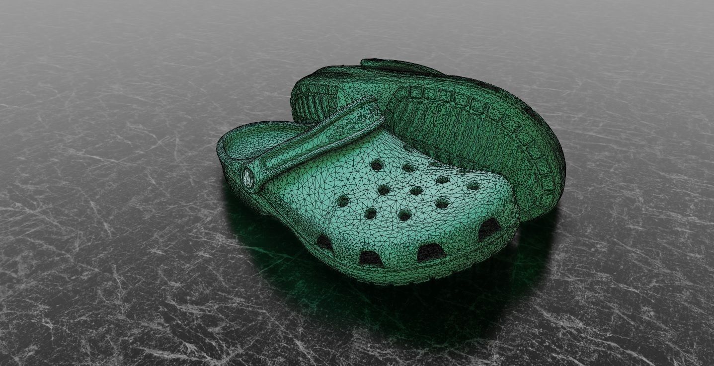 CROCS 3D FLIP-FLOP - GREEN - SLIPPERS Low-poly 3D model_12