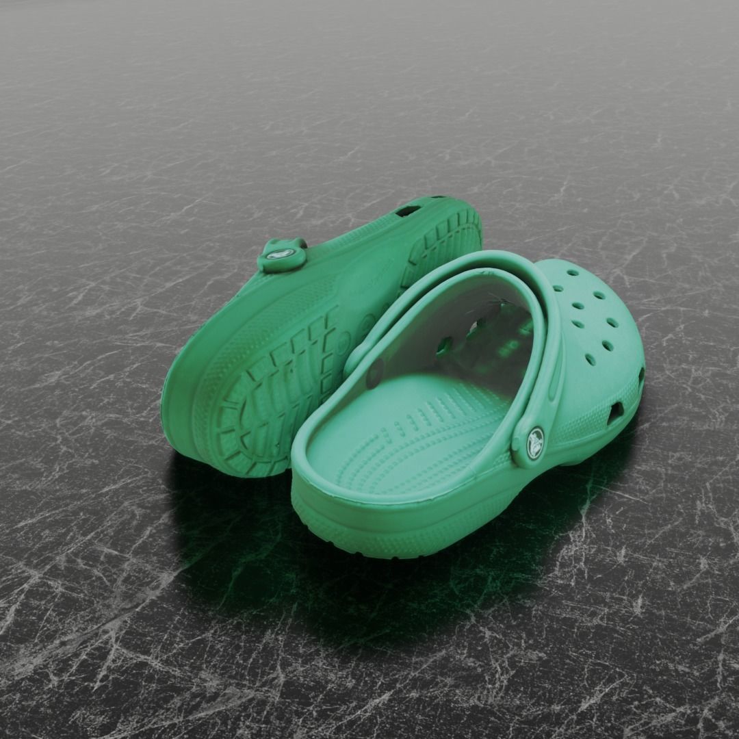 CROCS 3D FLIP-FLOP - GREEN - SLIPPERS Low-poly 3D model_4