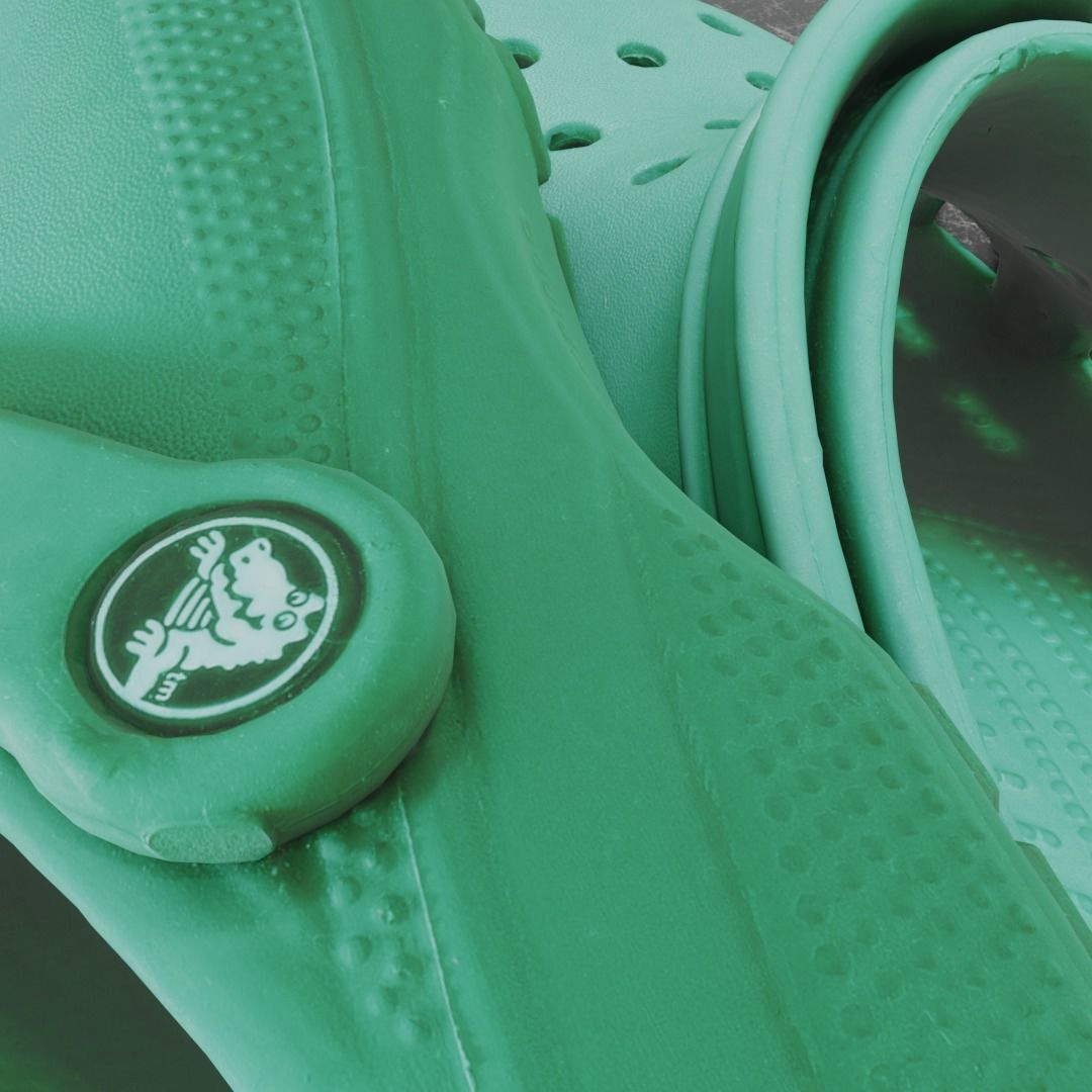 CROCS 3D FLIP-FLOP - GREEN - SLIPPERS Low-poly 3D model_10