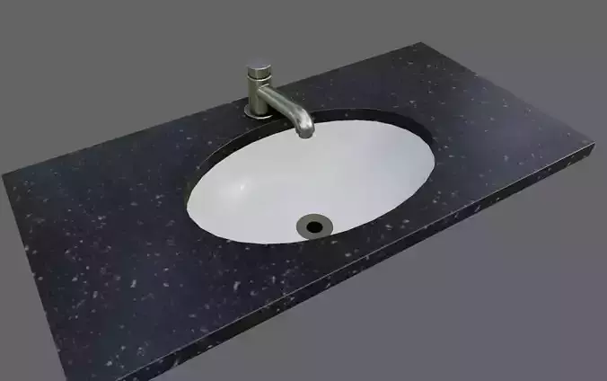 Faucet and Sink for Bathroom - Pia e Torneira Low-poly 3D model