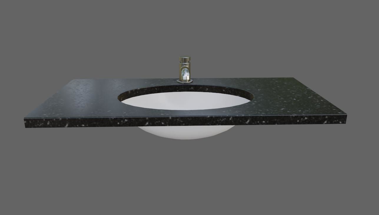 Faucet and Sink for Bathroom - Pia e Torneira Low-poly 3D model_6