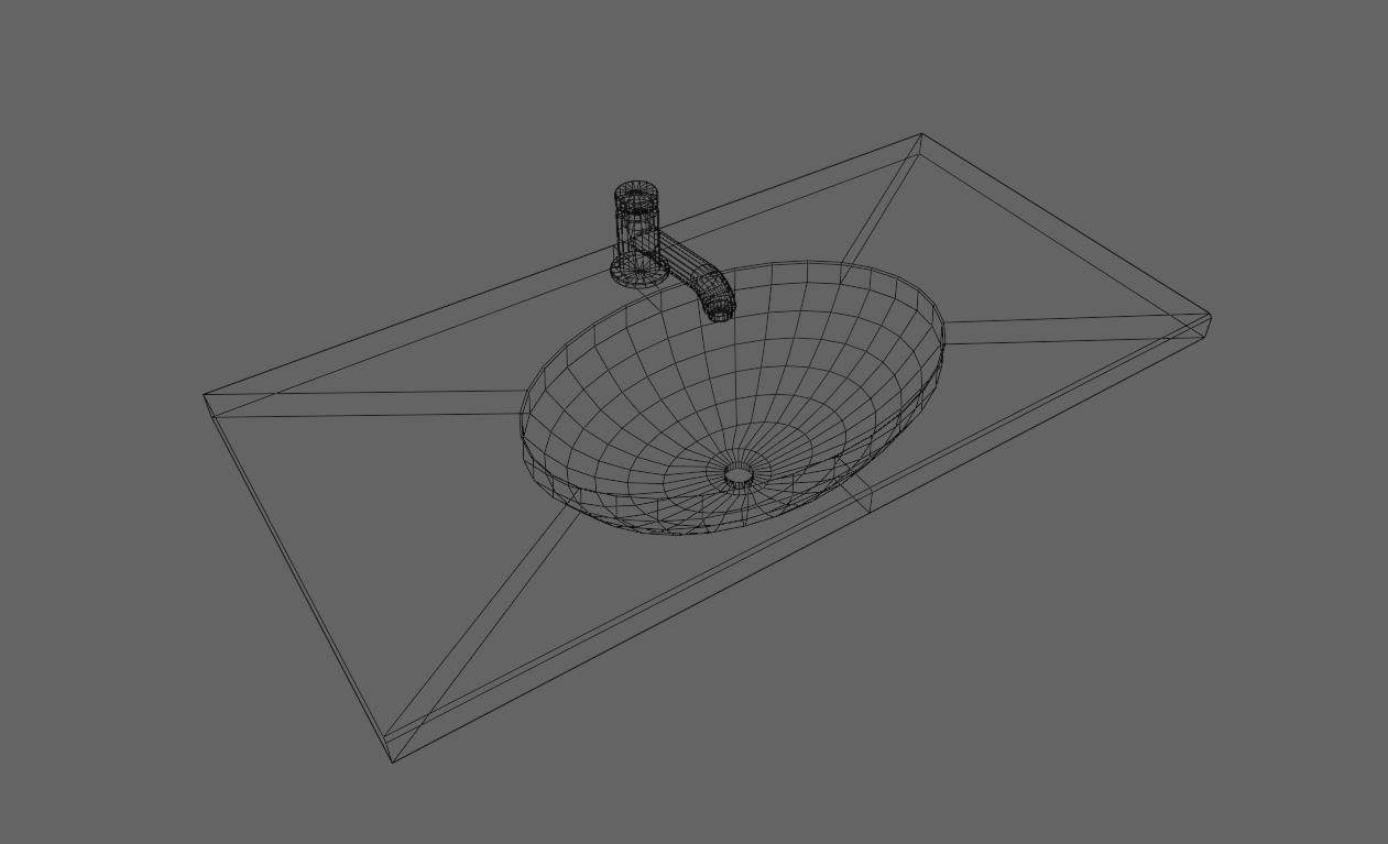 Faucet and Sink for Bathroom - Pia e Torneira Low-poly 3D model_22