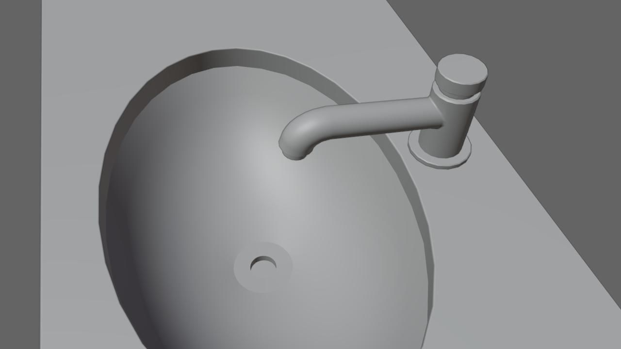 Faucet and Sink for Bathroom - Pia e Torneira Low-poly 3D model_17