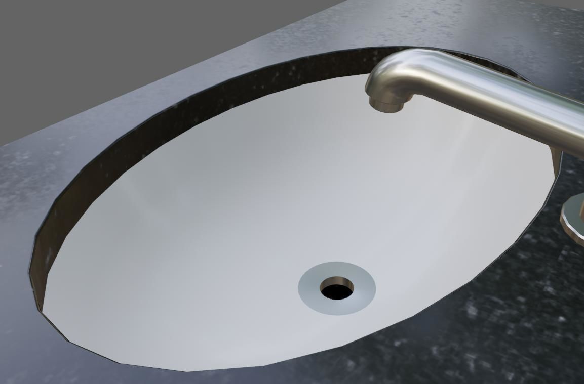 Faucet and Sink for Bathroom - Pia e Torneira Low-poly 3D model_13