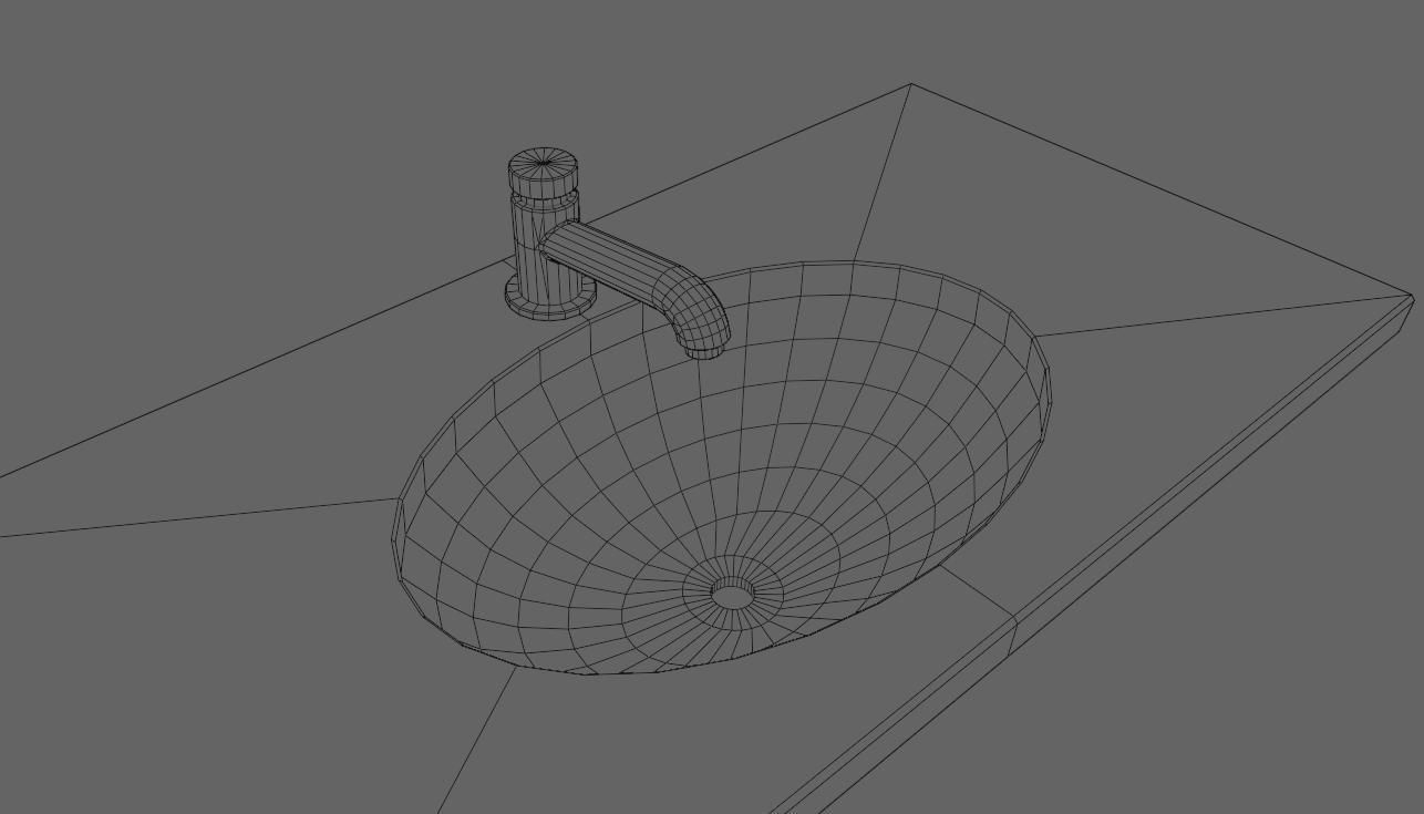 Faucet and Sink for Bathroom - Pia e Torneira Low-poly 3D model_20