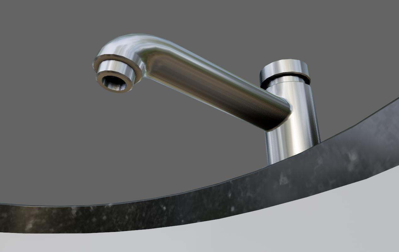 Faucet and Sink for Bathroom - Pia e Torneira Low-poly 3D model_14