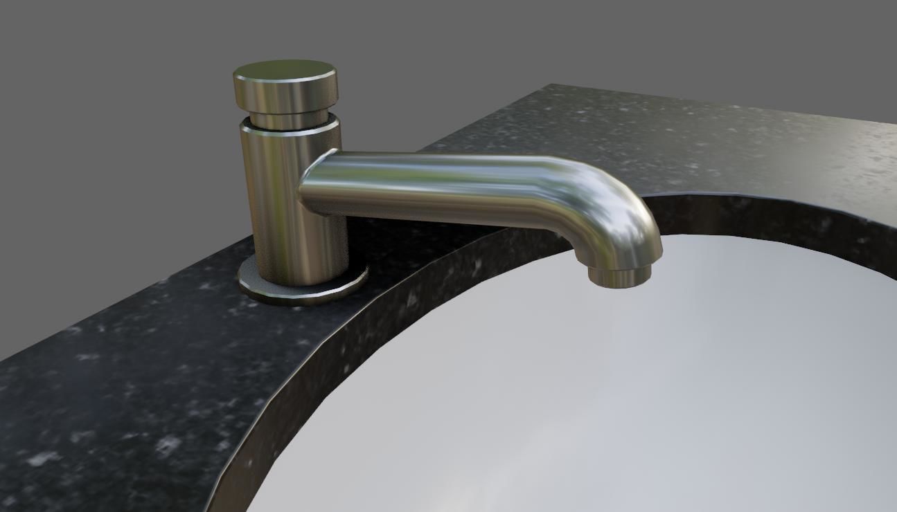 Faucet and Sink for Bathroom - Pia e Torneira Low-poly 3D model_2