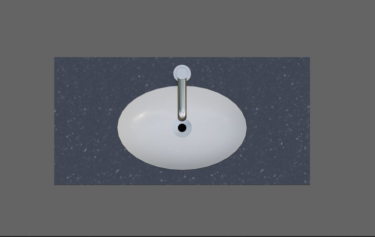 Faucet and Sink for Bathroom - Pia e Torneira Low-poly 3D model_11
